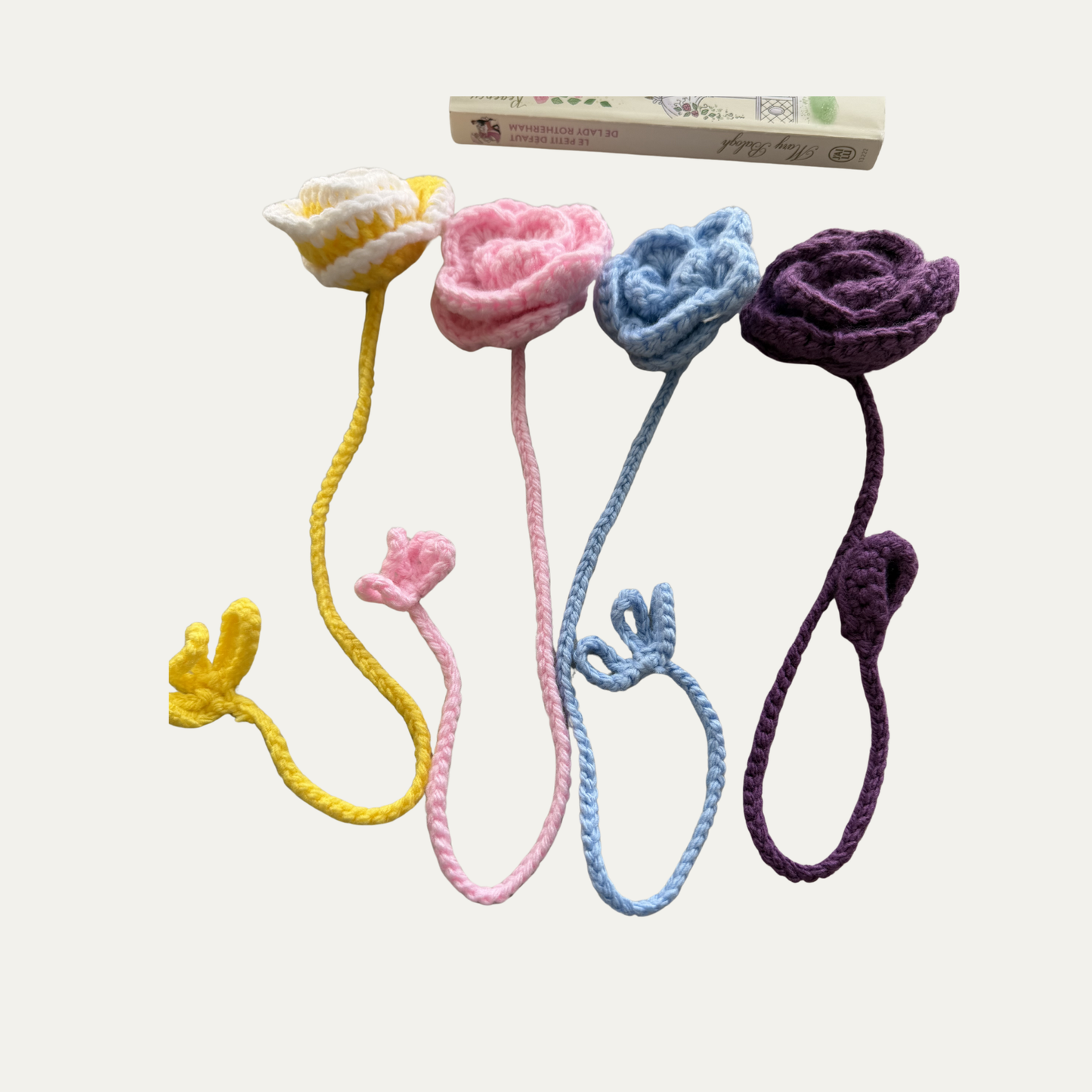 Marque-page au crochet – Fleur rose 🌸
