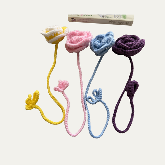 Marque-page au crochet – Fleur rose 🌸