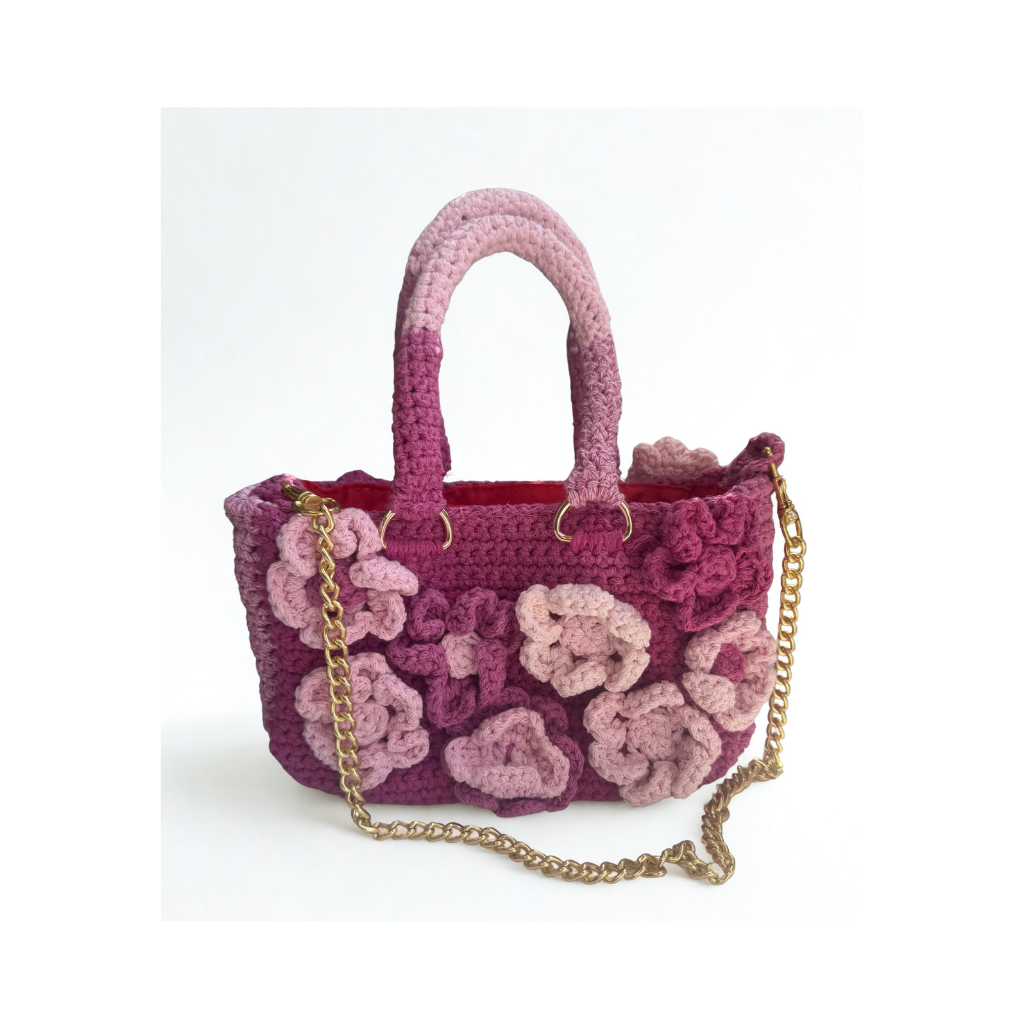 Sac au crochet fleuri 3D