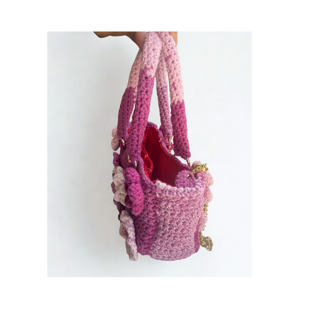 Sac au crochet fleuri 3D
