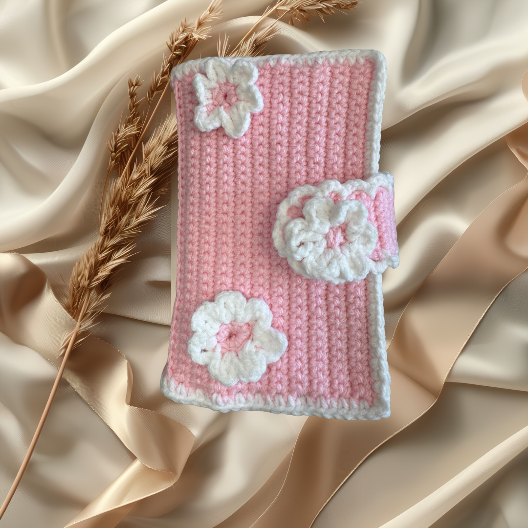Protège-livre  au crochet-Collection Pétales de douceur