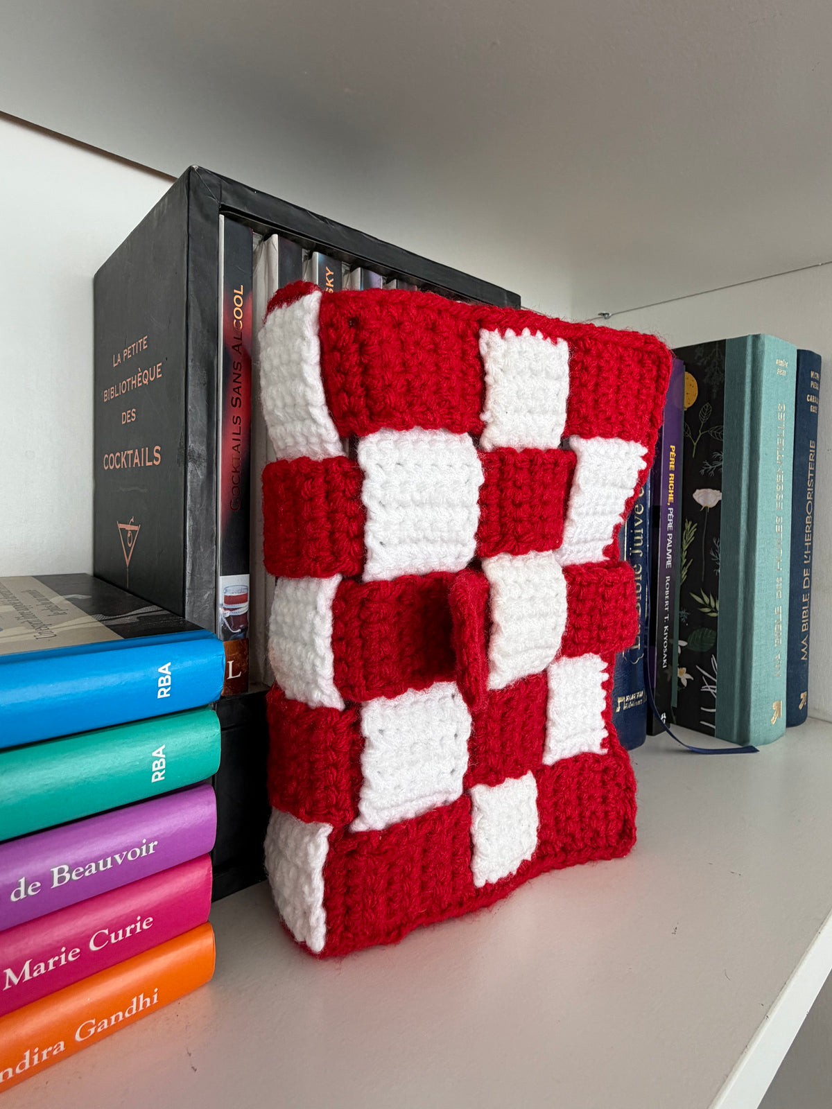 Protège-livre au crochet – Collection damier